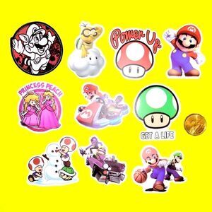 3/$20 Brand New 10x Nintendo Super Mario Waterproof Stickers